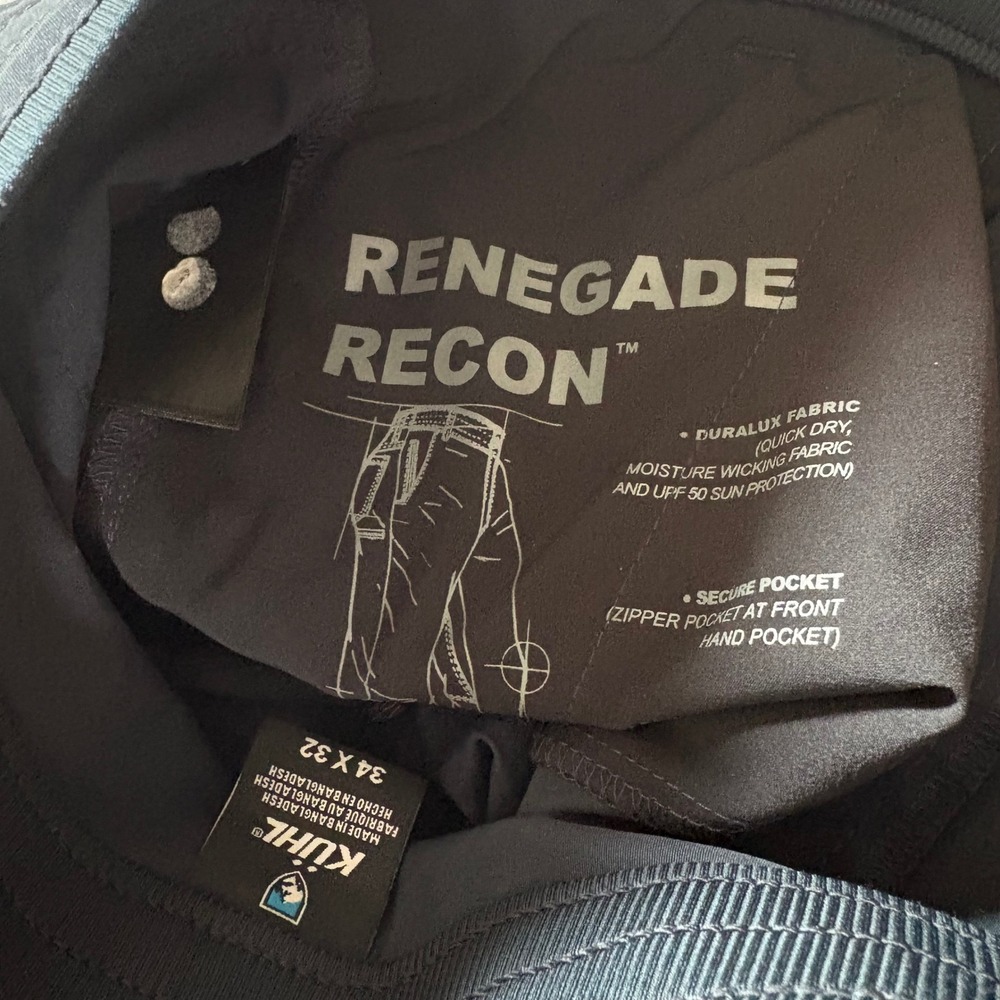 Kuhl Renegade Recon Pants Mens 34x32 Navy Duralux Hiking Travel Outdoor UPF 50 - Picture 4 of 11